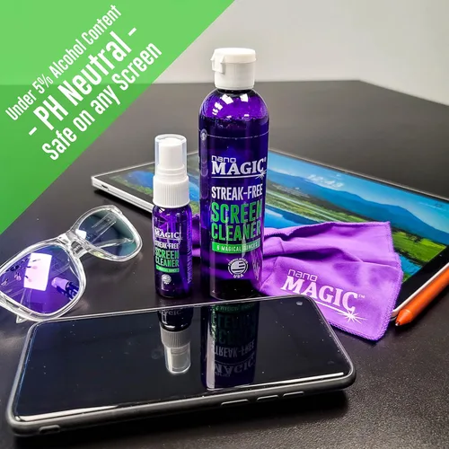 Vista 2 de NANO MAGIC Kit de recarga de limpieza de pantalla sin rayas, 7 onzas, spray de 1 oz, repuesto de 6 onzas, 2 paños de microfibra, televisor LCD LED