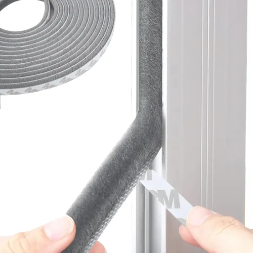 Vista 8 de Sello autoadhesivo de 33 pies para puertas y ventanas, 0.35 pulgadas de ancho x 0.6 pulgadas de grosor, gris, insonorizado, resistente al viento, a