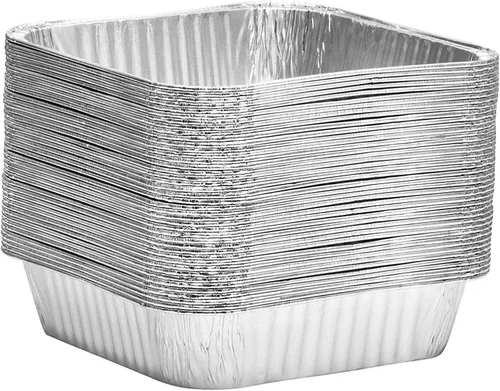 Vista 5 de Sartenes desechables de aluminio para hornear profundos de 9 pulgadas sin tapas, bandeja desechable para hornear sin BPA, reciclable para horno