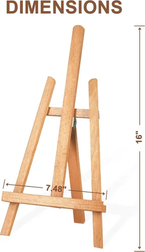 Vista 4 de Soporte de caballete de mesa de 16 pulgadas para pintar lienzo, caballetes de mesa para exhibir caballetes pequeños de madera, soporte portátil