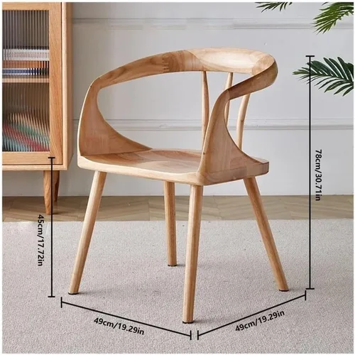 Vista 3 de Sillas de comedor, moderna silla de comedor de madera maciza con reposabrazos - Muebles de cocina y sala de estar, Sillas para comedor (color cereza)