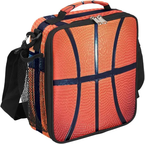 Lonchera para niños, lonchera de baloncesto para niños y niñas, bolsa de almuerzo aislada impermeable para la escuela con correa de hombro