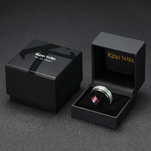Vista 6 de King Will Mens Fidget Ring BlackGoldRose GoldRainbow 8mm Stainless Steel Ring Spinner Ring For Men Women Stress Anxiety Relief Rotating Ring Finger