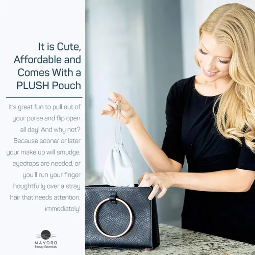 Vista 6 de Espejo compacto de aumento para monederos, aumento 1x/10x, espejo de maquillaje de viaje de doble cara, espejo de bolsillo pequeño de 4 pulgadas