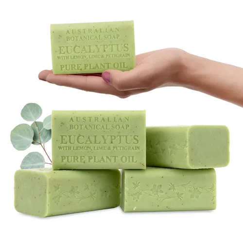 Vista 21 de Australian Botanical Soap Barra de jabón de lujo triple molida de coco con aceite de lima de 6.6 onzas, enriquecida con manteca de karité, cáscaras