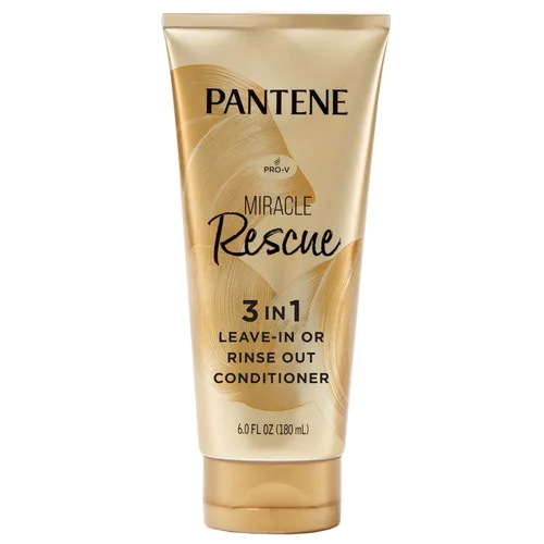 Pantene Miracle Rescue - Acondicionador sin enjuague 3 en 1, acondicionador con enjuague, protector térmico para cabello, desenredante,