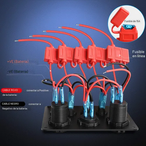 Vista 4 de Nilight 90101E - Cargador USB dual de 5 bandas multifunción basculante + volímetro digital + salida de 12 V, panel de interruptores precableado