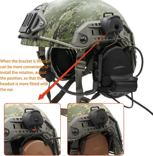 Vista 6 de COMTA 2 - Auriculares tácticos tipo casco con U94 PTT de 2 pines, auriculares con cancelación de ruido, para tiro de caza de airsoft