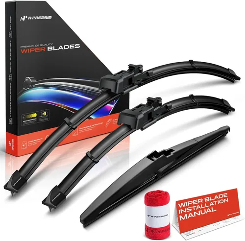 Vista 37 de A-Premium Juego de 3 limpiaparabrisas con indicador de desgaste y toalla, compatible con Dodge Nitro 2007-2011, juego de escobillas