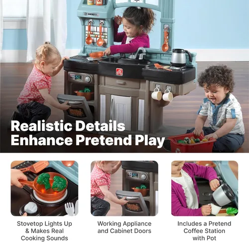 Vista 8 de Step2 Best Chefs - Juego de cocina para niños, cocina para interiores y exteriores, juego interactivo con luces y sonidos, hecho de plástico