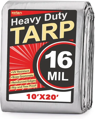 Vista 41 de Keten Tarps Lona resistente impermeable de 3 x 18 pies, 10 mil de grosor - Lona de polietileno multiusos resistente a desgarros y a la decoloración
