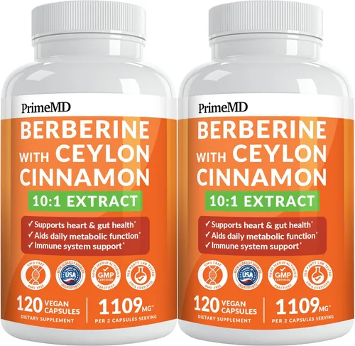 Vista 12 de Suplemento de berberina 21 en 1 con canela de Ceilán con cromo, melón amargo y extracto de té verde y extracto de pimienta negra 5X para apoyo