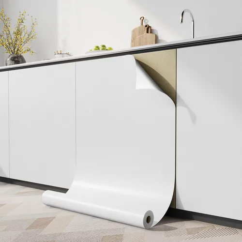 Vista 22 de practicalWs Papel de contacto blanco de 23.6''x118'' pulgadas, papel tapiz blanco despegable y adhesivo, papel de pared autoadhesivo removible