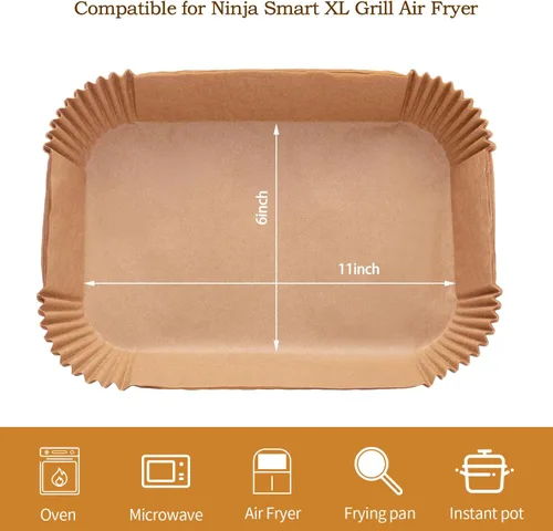 Vista 4 de Revestimientos para freidora de aire Ninja Foodi Smart Xl, 120 piezas de forro de papel desechable para freidora de aire, forros de pergamino