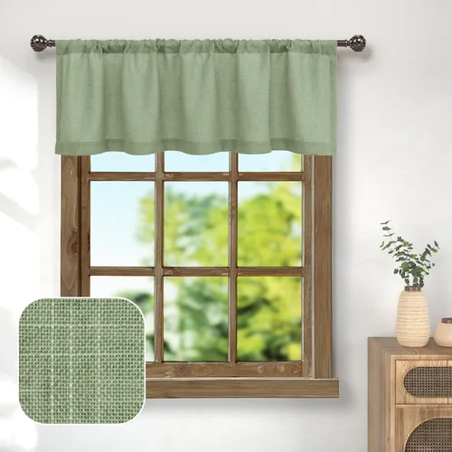 Vista 20 de Pitalk - Cenefa de ventana de lino negro para cocina, bolsillo para barra de 3 pulgadas, semitransparente, estilo bohemio moderno de granja, cenefa