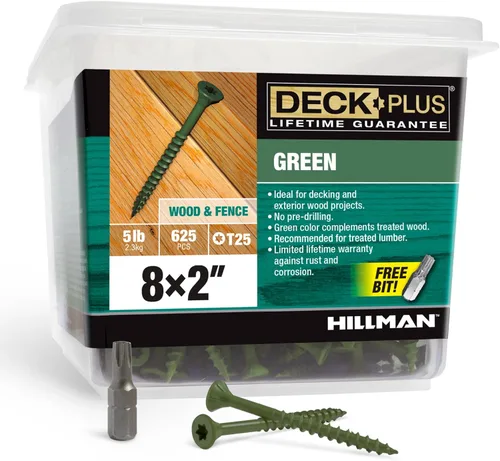 Vista 50 de Deck Plus Tornillos para valla y madera exterior con revestimiento epoxi de 2-1/2 pulgadas #10 x 2-1/2 pulgadas, rosca gruesa incluida, tornillo