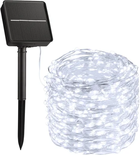 Minetom Luces de Cadena Solares para Exteriores, 33 Pies 100 LED Luces Solares de Hadas para Exteriores, 8 Modos Luces de Balcón para Árbol Patio