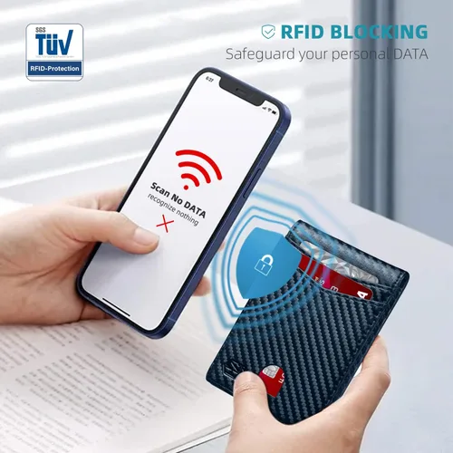 Vista 3 de Zitahli Slim Wallet for Men-Leather Money Clip Mens Wallets-RFID Blocking Front Pocket Bifold Wallet-Minimalist Credit Card Holder with Gift Box