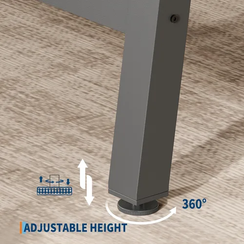 Vista 6 de GarveeHome Mesa de comedor industrial para 4-6 personas, mesa de cocina de madera de 63 pulgadas de largo con marco de metal resistente y acabado