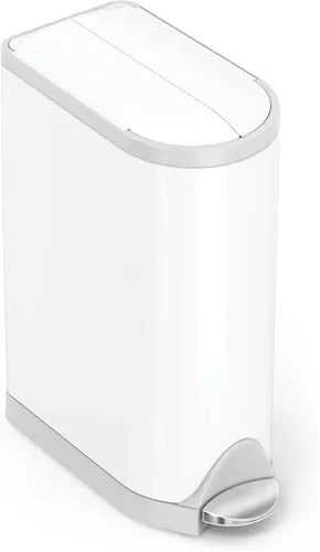 Vista 11 de Simplehuman - Cubo de basura para baño con tapa abatible de 10 litros / 2.6 galones, acero inoxidable cepillado con borde negro