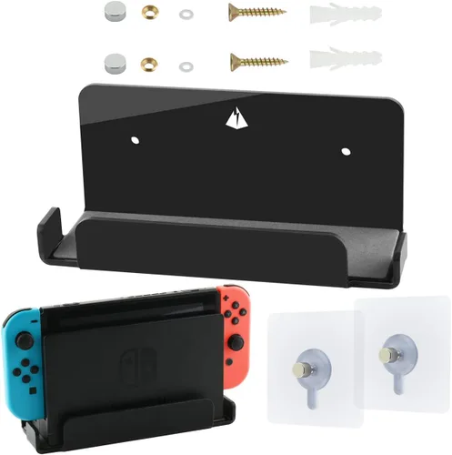 TXEsign Floating Wall Mount for Nintendo Switch, Black, 7.12"L x 3"W x 2.5"H