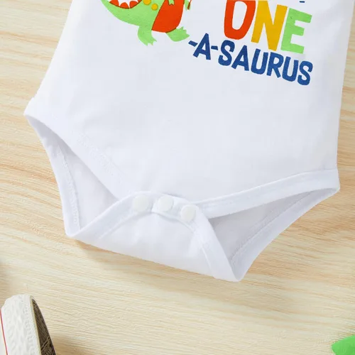 Vista 5 de Conjunto de ropa de manga corta con tirantes ajustables en la espalda en Y para bebés y niños