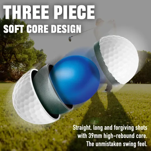 Vista 3 de agape MP5S MP5 VS3 - Pelotas de golf DuraPlus Uretano blanco y negro, 5 piezas y 3 piezas de doble núcleo