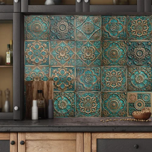 Vista 85 de Alwayspon Adhesivo para azulejos de pared moriscos para despegar y pegar, calcomanías de vinilo autoadhesivas para azulejos de cocina y baño, 4 x 4