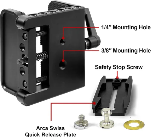 Vista 3 de HUNTPAL Arca Swiss Gun Rifle Saddle Clamp Mount, Tripod Rest for Hunting Shooting Stick, Quick Release Accuracy Ball Head & Adapter for Hand-Free