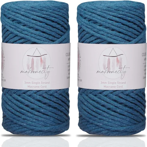 Vista 82 de Makromecity, Cordón de macramé de un solo hilo de 3 mm x 100 yardas (300 pies) de 3 mm de cordón de algodón azul bebé para arte y manualidades