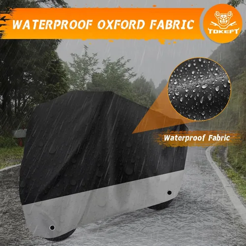 Vista 4 de Funda Impermeable para Motocicleta Protección al Aire Libre con Orificios para Candado y Bolsa de Almacenamiento Se Adapta a Motocicletas de hasta