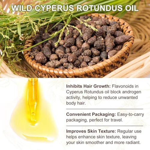 Vista 5 de Aceite de Cyperus Rotundus, aceite de ciprés rotundus para depilación, reduce naturalmente el crecimiento no deseado del cabello, reduce