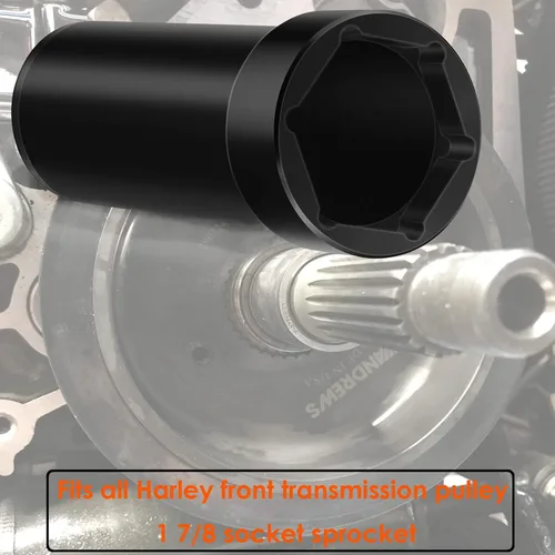 Vista 2 de Moker llave con muesca para eje principal/polea contratuerca, compatible para Harley Davidson Twin Cam y Big Twin eje principal contratuerca