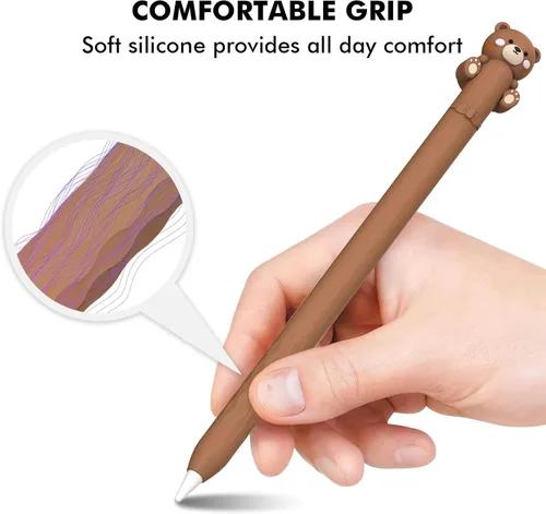 Vista 5 de NIUTRENDZ Funda protectora de silicona con diseño de oso para Apple Pencil de 1ª generación, accesorios para la piel