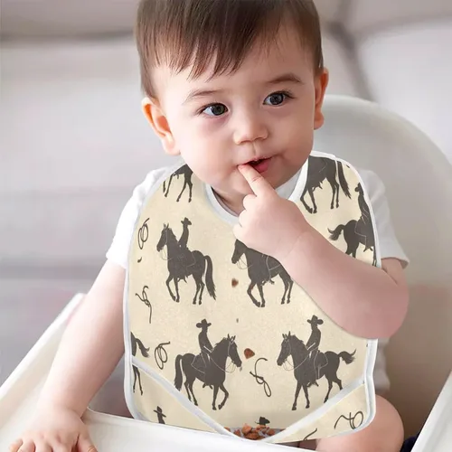 Vista 5 de MCHIVER Baberos de bebé para bebé niño y niña, delantal de alimentación impermeable, babero de algodón para comer alimentos, 2 paquetes