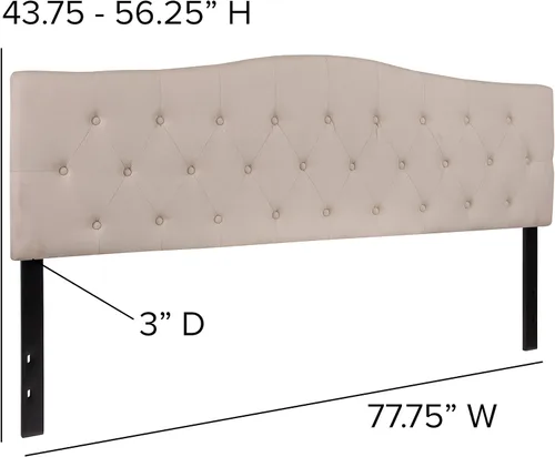 Vista 209 de BizChair Cabecero tapizado capitoné tamaño individual en tela blanca