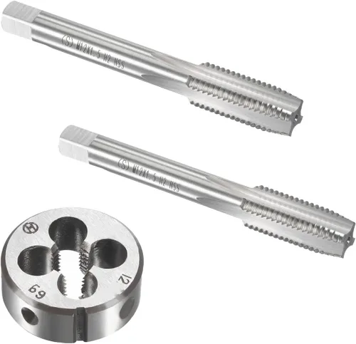 Vista 6 de M6mm x 1 HSS métrico y juego de troqueles de rosca de mano derecha, herramienta de bricolaje de roscado 3 piezas (M6 x 0.039 in)