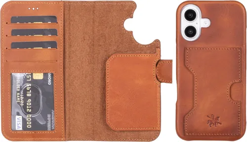 Vista 133 de Funda tipo cartera de cuero Venito Florence Compatible con iPhone 13 Pro Max (17 cm) - Extra segura con bloqueo RFID - Cartera para teléfono Marrón
