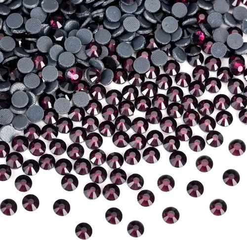 Vista 126 de 1440 piezas de diamantes de imitación termoadhesivos SS20 color púrpura2 con parte posterior plana, gemas de cristal de vidrio para ropa, camisas