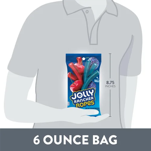 Vista 7 de JOLLY RANCHER Ropes - Bolsa de dulces con sabor a frambuesa azul y cereza, 6 onzas