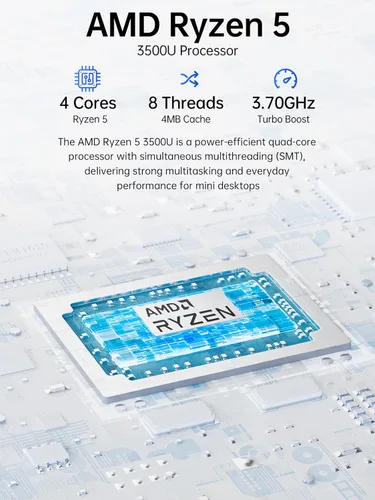 Vista 3 de GMKtec G10 Mini PC Ryzen 5 3500U (Beats N150/N97), 16GB RAM 512 SSD, 2.5GbE LAN Computadora de escritorio para oficina Hogar Negocio HTPC Proxmox
