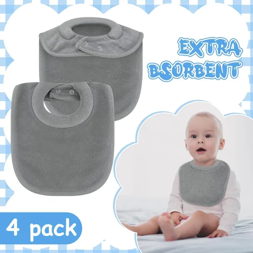 Vista 6 de Twistover Baberos de alimentación para babeo y dentición, baberos de bebé con cuello acolchado y baberos absorbentes para baberos de bebé de 4 piezas