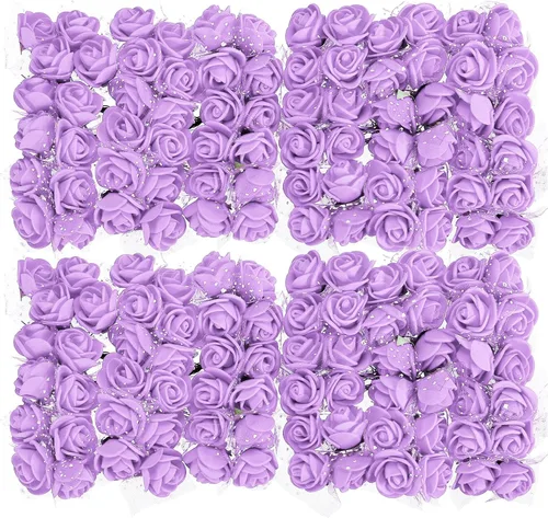 Vista 16 de MECCANIXITY Cabezas de rosas artificiales, mini flores sintéticas negras de 0.8 a 1 pulgada para manualidades, decoración de bodas y fiestas