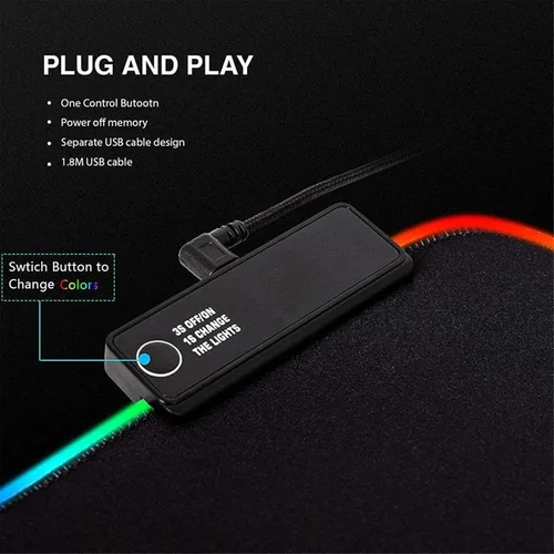Vista 5 de Mouse Pads Anime Game RGB Mouse Pad Gaming Accessories Computer Large XXL Mousepad Backlit LED Gamer Mause Carpet Desk Mat 35.43 inch x15.74 inch A9