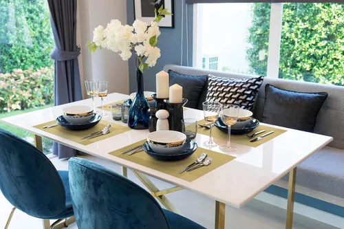 Vista 3 de More Décor Manteles individuales para mesa de comedor, lavables, resistentes al calor, de vinilo de PVC, para comedor y cocina, antideslizantes