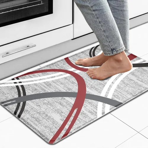 Vista 7 de Artnice Juego de 2 alfombras de cocina, modernas alfombrillas acolchadas antifatiga, antideslizantes, impermeables, para el hogar, oficina