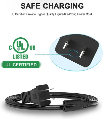Vista 5 de Cable de alimentación de CA para PS5 PS4 PS3 Playstation 4 Slim, Xbox One SX, cable de alimentación de TV para Samsung LG TCL Roku Toshiba LED LCD