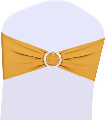 Vista 15 de 100 piezas de decoración para sillas de boda, lazos y bandas elásticas para sillas de fiesta, ceremonia, recepción, banquete, fundas de elastano