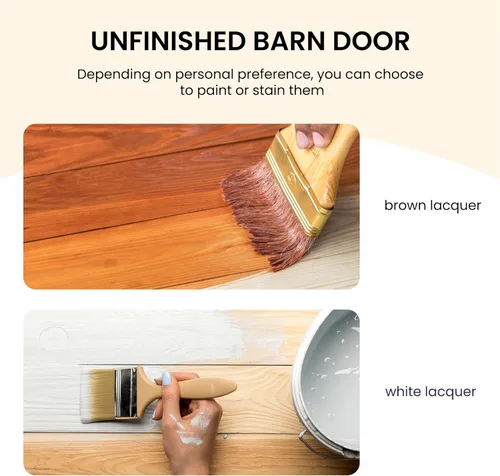 Vista 3 de SMARTSTANDARD Puerta corrediza de granero de 24 x 84 pulgadas con kit de herrajes y mango de níquel cepillado de 5 pies, se requiere un montaje