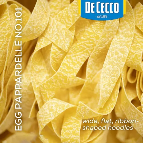 Vista 3 de De Cecco Pasta de Huevo Pappardelle No. 101, 8.8 Oz, Auténtica, Secado Lento, Hecha con Huevos de Gallinas Libres de Jaula y Trigo Durum, Pasta